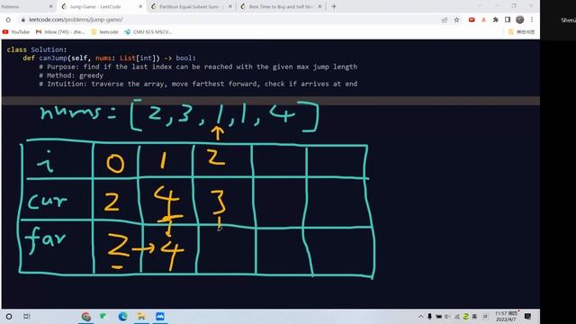 Leetcode 55. Jump Game. Dynamic Programming. Python