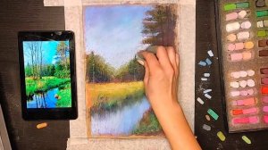 Рисуем пейзаж "Лесная поляна" сухой пастелью