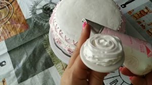 Торт.Украшение БЗК кремом.Как сделать хризантему из крема.Cake.Chrysanthemum from cream.
