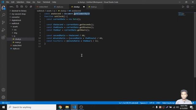 Build Wall Clock with Vanilla JavaScript in Bangla[NO framework]  || js project for beginners  #1