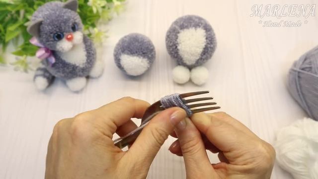 🐾 Самый милый Котенок из ниток/Без вязания! 🐱 Pom Pom Cat's 🐾