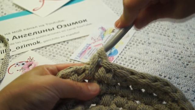 Круглая сумочка из трикотажной пряжи, вязание крючком, Crochet Handbag( С № 12) смотреть онлайн