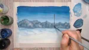 Пошаговый урок как нарисовать зиму просто