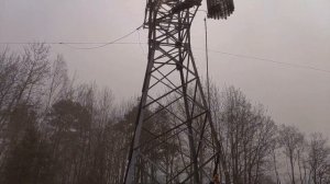 Снятие пострадавшего с опоры ВЛ-110кВ