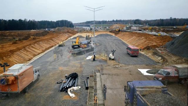 Как строят дорогу в России. Timelapse съёмка автодороги. Таймлапс строительства в 4K. #satisfying