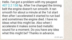 From Germany,  My 2.2i EW12J4 in Peugeot 407 Doesn't Run Smooth After Timing Belt Replacement