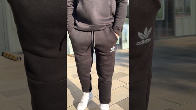 Зимний худи с начесом Adidas черный