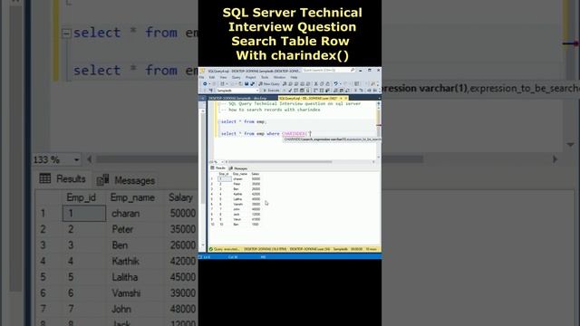 SQL interview questions using charindex search the records from a table