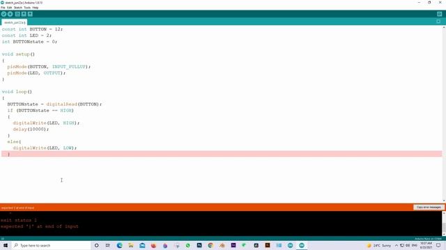 arduino expected '}' at the end of input смотреть онлайн