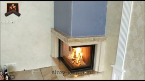 Угловая топка АСТОВ П2С 8457 в классическом мраморном камине от мастеров компании Строй-Камин