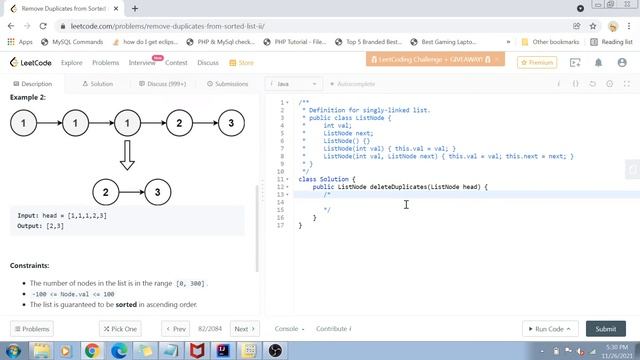 Remove Duplicates from Sorted ListII | Leetcode 82 | Amazon Google Facebook interview question смотреть онлайн