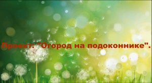 Эспериментально-исследовательский проект "Огород на подоконнике" в 1 младшей группе