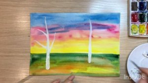 Осенний Пейзаж для детей от 3 лет акварелью. Рисунок моя родина. Рисунок осень. Осенний рисунок.