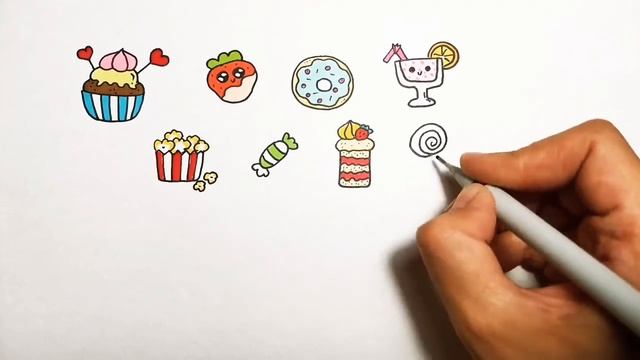 Как сделать наклейки/милые рисунки/наклейки своими руками /рисунки еда каваи/милые кавайные рисунки смотреть онлайн