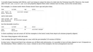 Databases: How to properly align columns in SQLite?