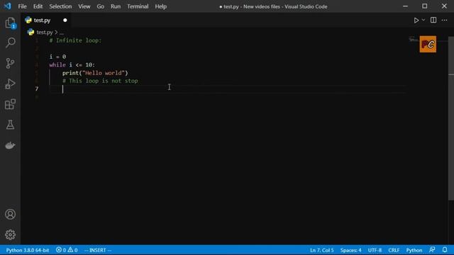 Infinite loop in python | With While loop | Python Tutorial for beginners смотреть онлайн