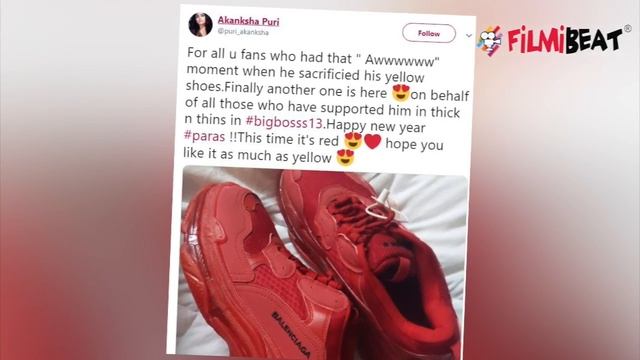 Bigg Boss 13:Akanksha Puri sends new red shoes for Paras Chhabra | FilmiBeat