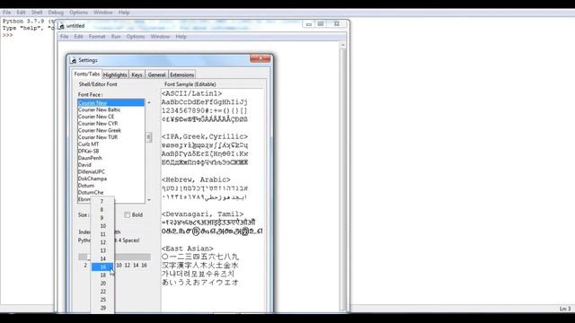 HOW TO INCREASE FONT SIZE IN PYTHON IDLE? | Programmer's Space |font colour, background colour , et