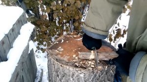 Нож Кизляр Суприм Штурм тест стали на дереве.