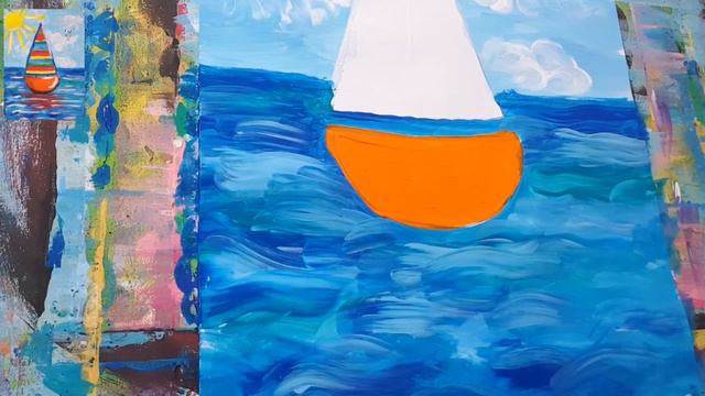 Рисуем Кораблик c полосатым  парусом смотреть онлайн