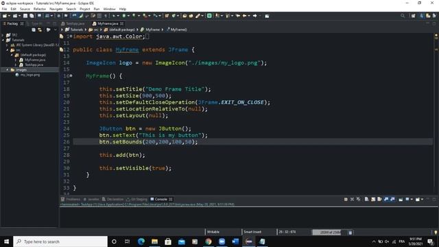 Java GUI Crash Course Tutorial #6 - Create a GUI with JButton Class & Methods