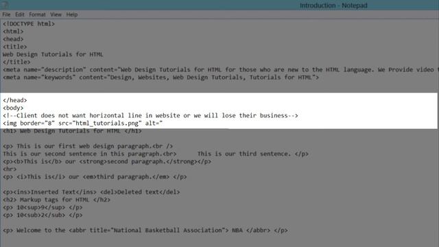 HTML Web Design Tutorials: Insert HTML Image Tag and modifty using HTML attributes Lesson 15