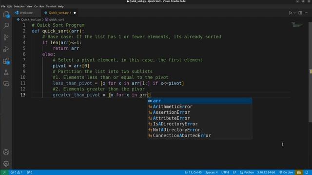 Quick Sort in Python | ASMR | No-Talking | CS-Guide | #asmrcoding  |#python | #algorithm