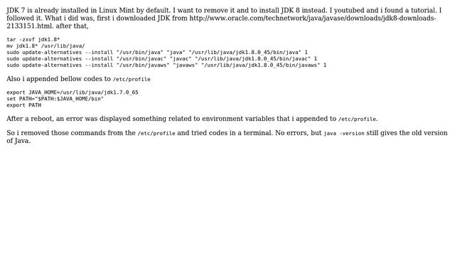 Unix & Linux: How to remove JDK 7 and install JDK 8 in Linux Mint? смотреть онлайн