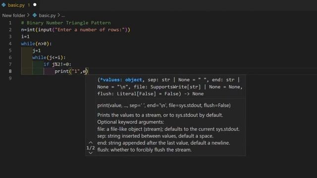 Binary Number triangle pattern in python || Pattern in binary number |Pattern