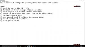 How to Install & configure printer of Kyocera ECOSYS M8124cidn in windows 7,8,10