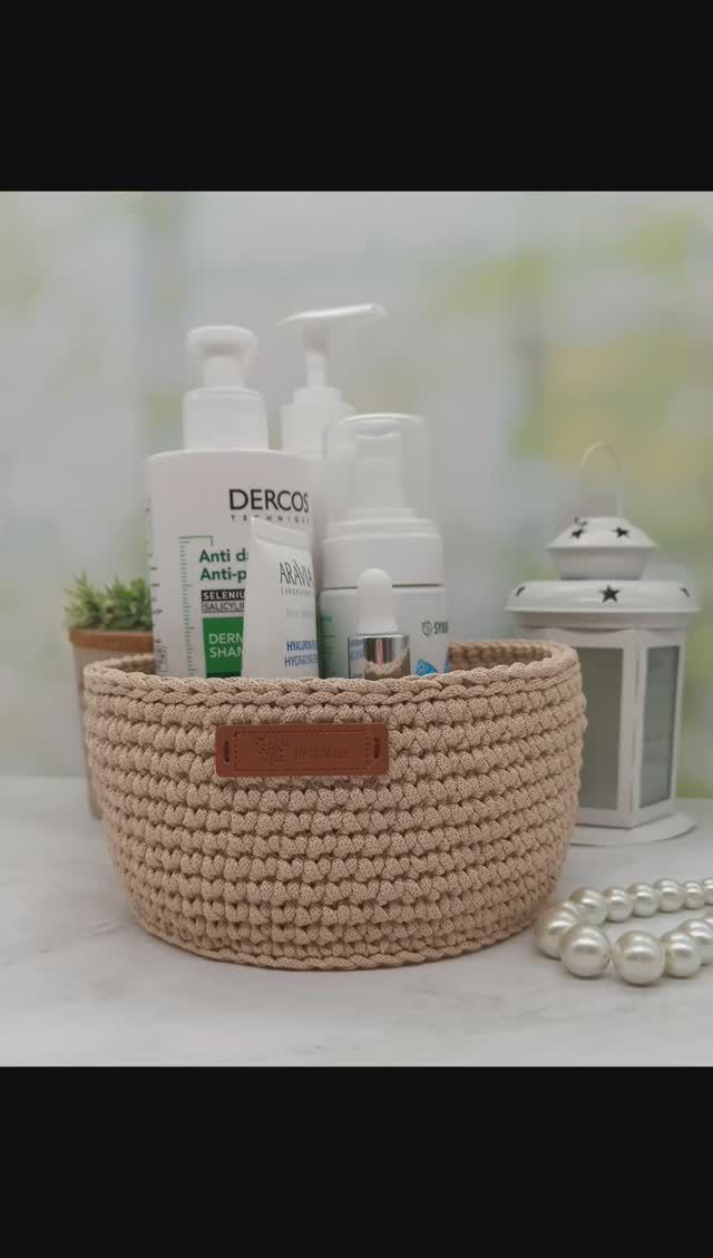 Интерьерная корзина вязаная из полиэфирного шнура смотреть онлайн