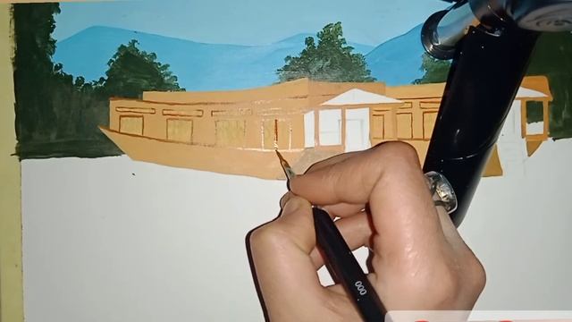 |Houseboat Painting Dal Lake Srinagar| for beginners easy and simple #houseboatpainting #dallake смотреть онлайн