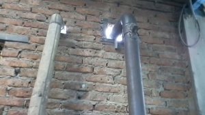 Печка на отработке, установка в гараже.