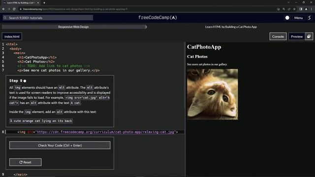 Learn HTML by Building a Cat Photo App - Step 9