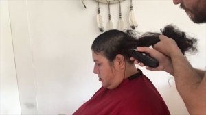 Head shave? From long to buzzcut haircut with hair tattoo