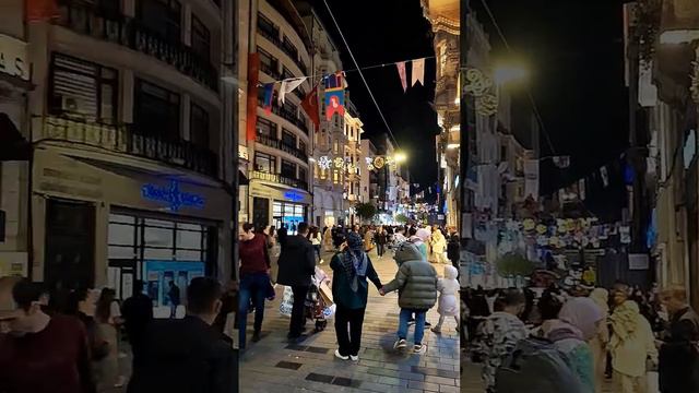 Вечерняя прогулка по улице Taksim в Стамбуле.