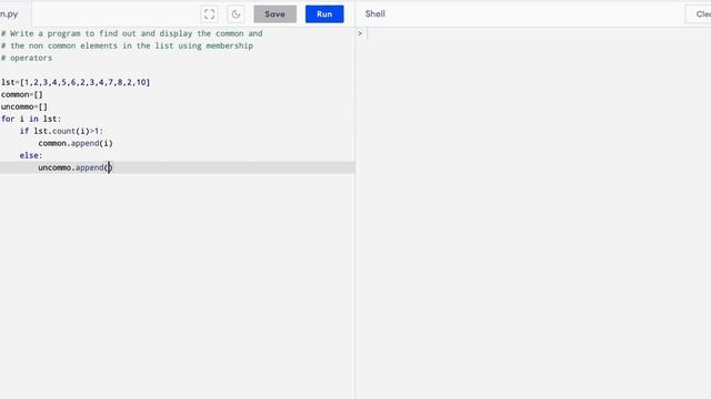 Python Practicals-Find common and uncommon elements of list #pythonpractice #python #codegenius