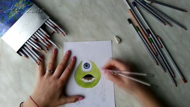 Как нарисовать МАЙКА ВАЗОВСКИ из Корпорации монстров  How To Draw Mike Wazowski