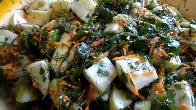 Салат из кабачков с морковью. Кабачки на зиму. Консервирование. Кулинарные рецепты.