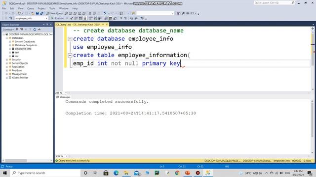 Create Database, Table in SQL| NOT NULL, Primary Key | Check Constraint | SQL Tutorial for Beginner смотреть онлайн