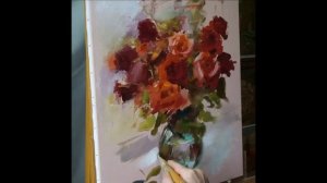 Process of creating oil painting. Yesterday's roses. "Вчерашние розы" живопись маслом Alla Prima