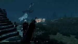 Fighting a dragon in skyrim with the dragon slayer