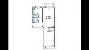 2-комнатная квартира, серия 1-468, хрущевка, распашонка, линейная, план с точными размерами стен.