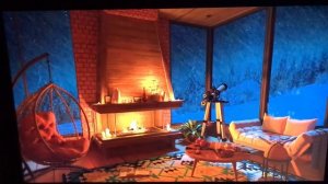 Звуки вьюги и метели с сильным ветром и звуками камина для сна.