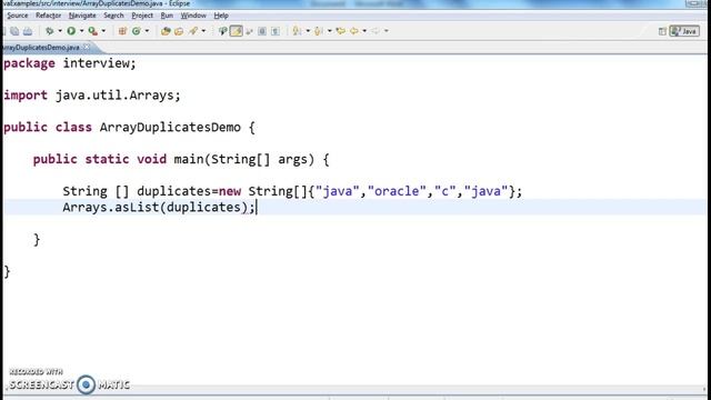 Write a java program to check whether array contains duplicates