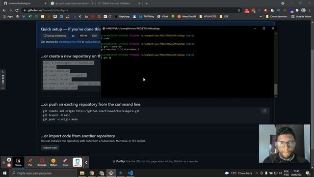 GIT PUSH ORIGIN MAIN NÃO FUNCIONA O QUE FAZER  PROBLEMAS AO ENVIAR PUSH GIT