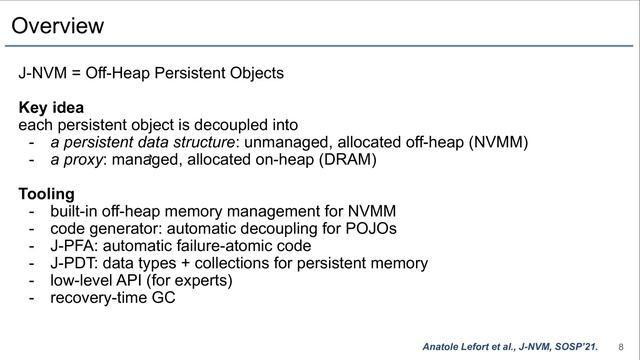 SOSP 2021: J-NVM: Off-heap Persistent Objects in Java