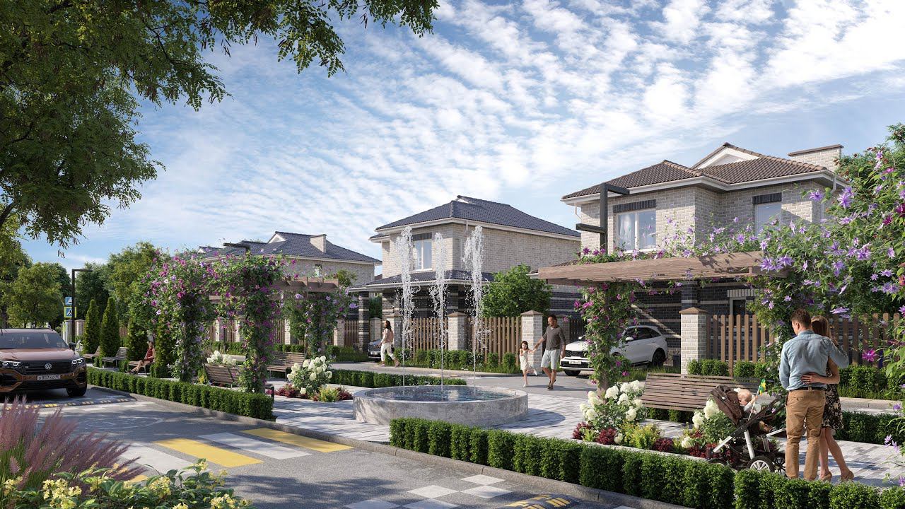 3D video clip about modern village. 3D видео презентация коттеджного поселка. смотреть онлайн