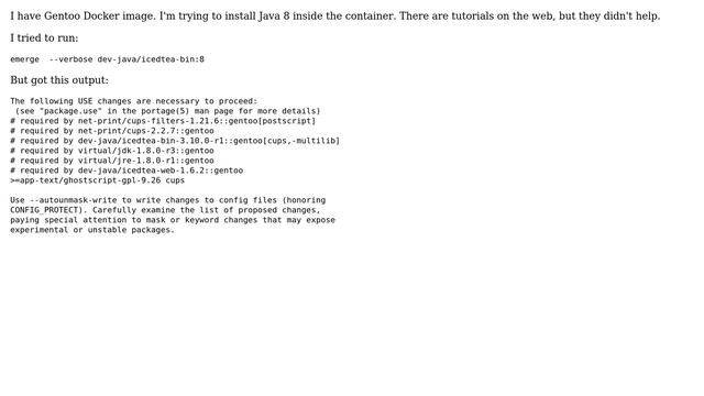 How to install Java on a Gentoo Docker image? смотреть онлайн