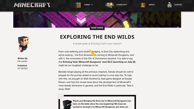 THE FIRST LEVEL OF END DLC REVEALED in Minecraft Dungeons смотреть онлайн